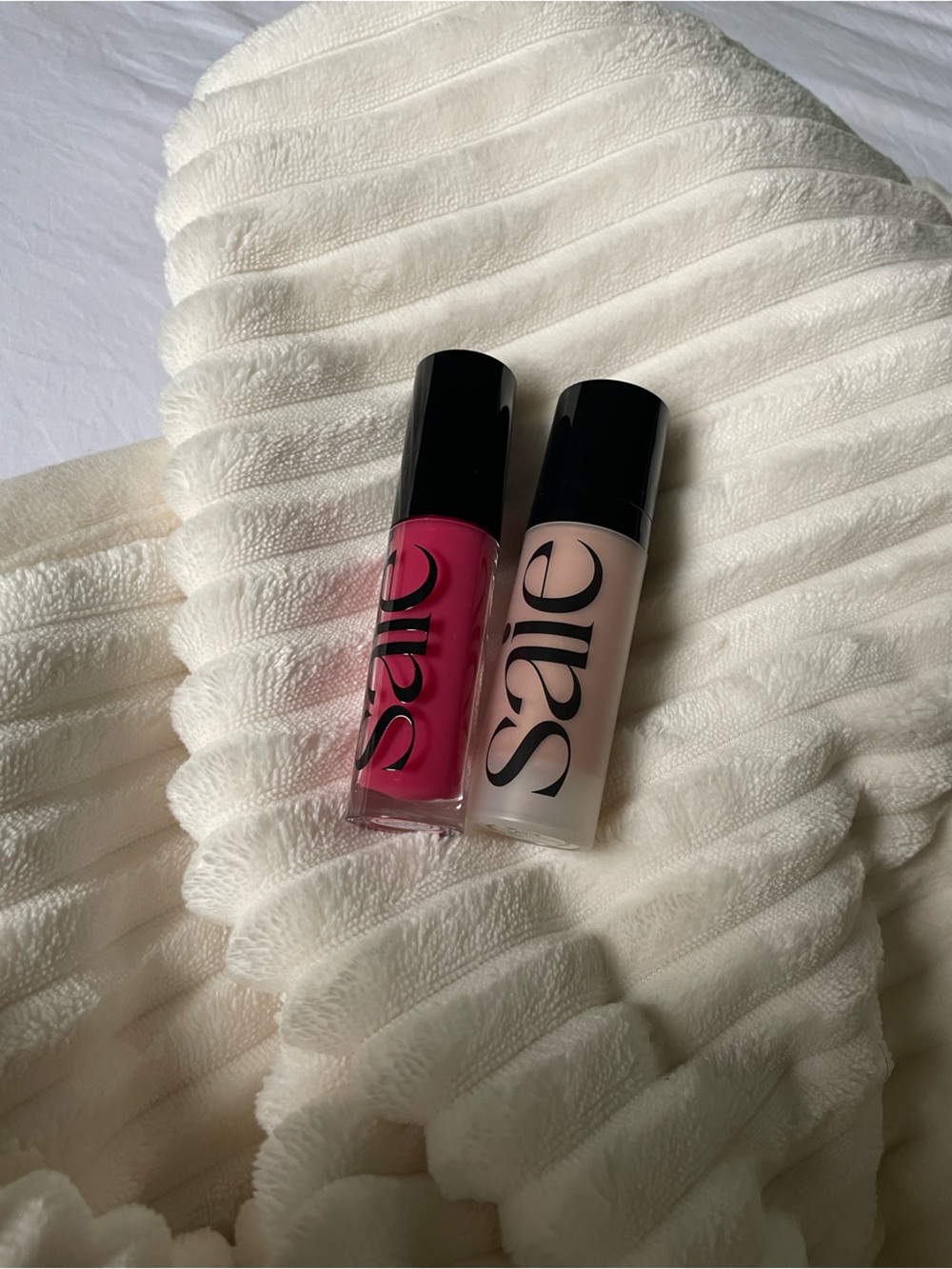 SAIE Lipgloss and Glowy gel duo — Neutral Cream & Bright Pink